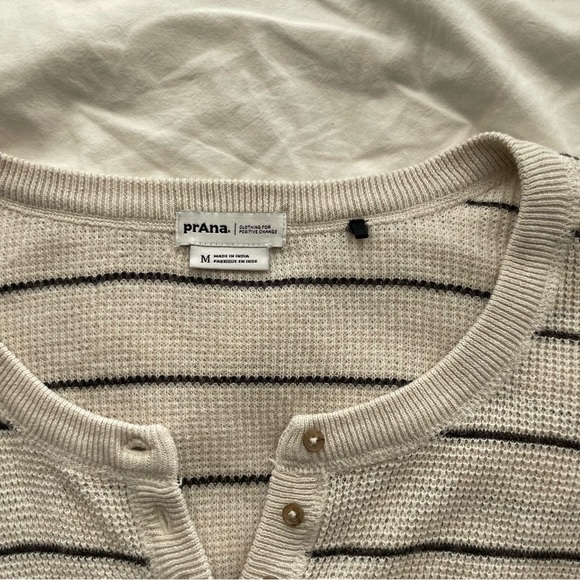 Prana Milani Henley Oatmeal Stripe Size Medium - Picture 6 of 11